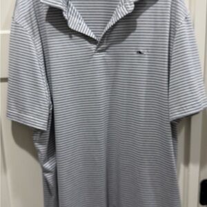 Vineyard Vines Gray and White Striped Polo Shirt